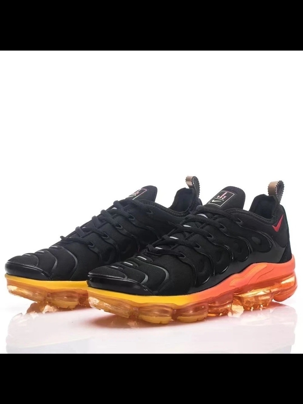 Nike Men’s Black/Orange Air VaporMax Inspired Running Shoes